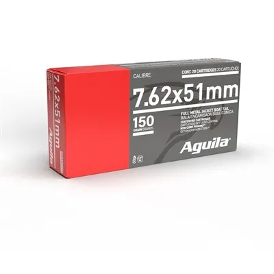 FMJ-BT Range7.62x51 NATO 150gr Full Metal Jacket Boat Tail 20/Box