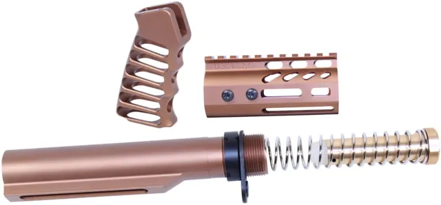 Guntec USA AR-15 4in Pistol Brace Build Kit With Milspec Buffer Tube Anodized Bronze