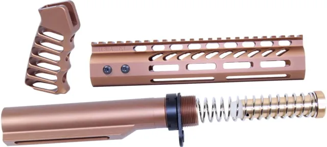 Guntec USA AR-15 9in Pistol Brace Build Kit With Milspec Buffer Tube Anodized Bronze