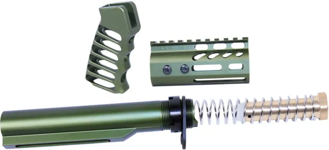 Guntec USA AR-15 4in Pistol Brace Build Kit With Milspec Buffer Tube Anodized Green