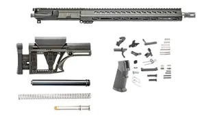 Luth-AR Bull Rifle Kit Minus Lower Receiver w/Fixed Stock .223 26in 16in Bull Carbine 1x9 1/2x28 Picatinny Key MOD A2 Flash Hider Anodized Manganese
