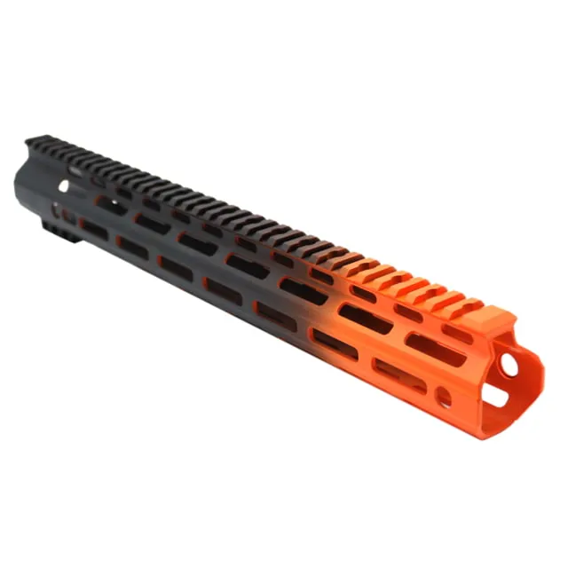 Tiger Rock AR-15 Angle Cut Clamp On M-LOK 15in Handguard Black Base Cerakote Gradient Organge Medium