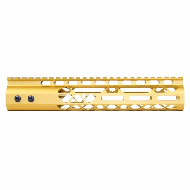Guntec USA Air Lite M-LOK Free Floating Handguard w/Monolithic Top Rail 10in Gold
