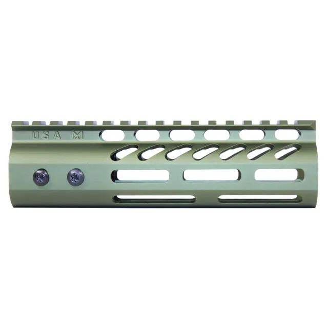 Guntec USA 6.75" ULtra Lightweight Thin M-LOK Free Floating Handguard w/ Monolithic Top Rail Anodized Green