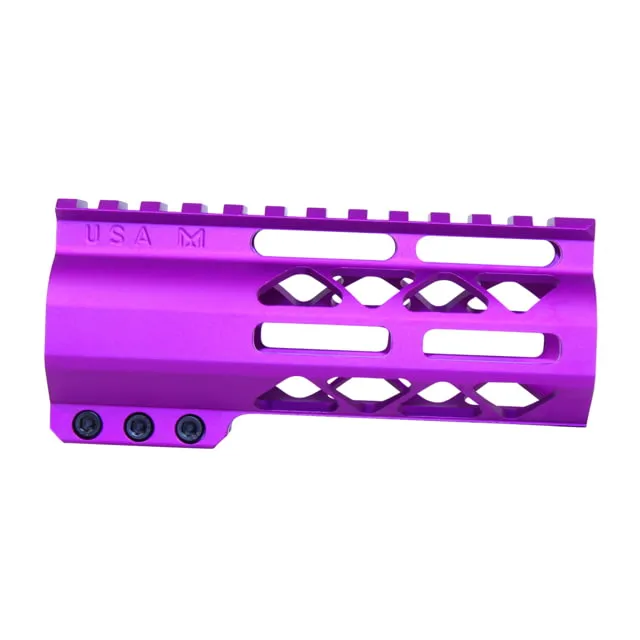 Guntec USA 5" AIR-LOK Series M-LOK Compression Free Floating Handguard w/ Monolithic Top Rail Anodized Purple