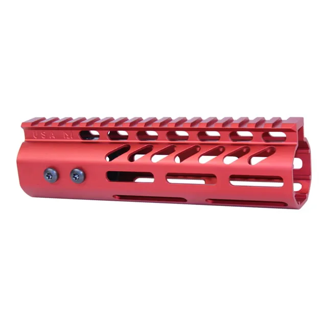 Guntec USA .308 Caliber Ultra Lightweight Thin M-LOK System Free Floating Handguard w/Monolithic Top Rail 7in Anodized Red