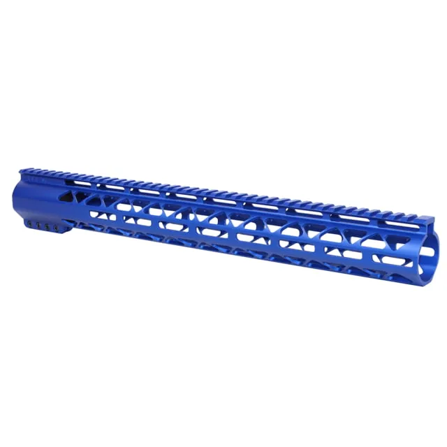 Guntec USA 16.5in AIR-LOK Series M-LOK Compression Free Floating Handguard With Monolithic Top Rail .308 Cal Anodized Blue