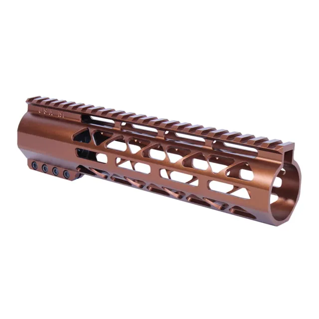Guntec USA 9in .308 Caliber AIR-LOK Series M-LOK Compression Free Floating Handguard With Monolithic Top Rail Anodized Bronze