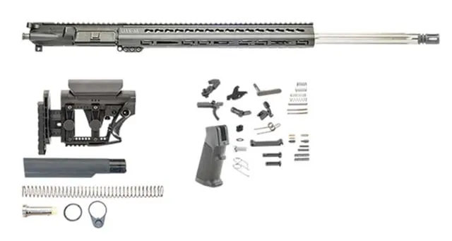 Luth-AR Bull Rifle Kit Minus Lower Receiver w/ Collapsible Stock .223 31in 24in Bull Rifle 1x9 1/2x28 Picatinny KeyMod A2 Flash Hider Anodized