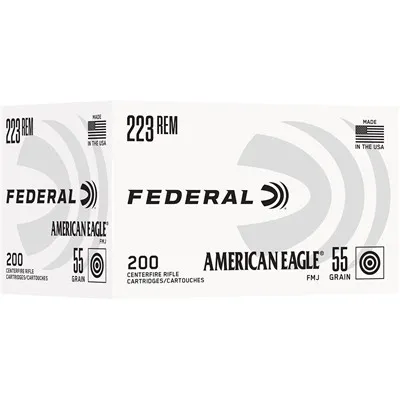 Full Metal Jacket American Eagle 223 Rem 55gr FMJ 3240 Fps 200/Box