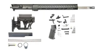Luth-AR Bull Rifle Kit Minus Lower Receiver w/ Collapsible Stock .223 29in 20in Bull Rifle 1x9 1/2x28 Picatinny KeyMod A2 Flash Hider Anodized