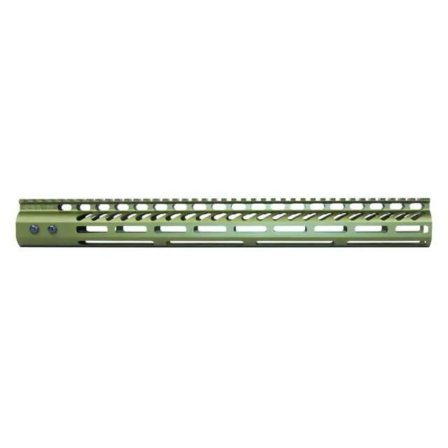 Guntec USA 16.5" Ultra Lightweight Thin M-LOK System Free Floating Handguard w/ Monolithic Top Rail Anodized Green