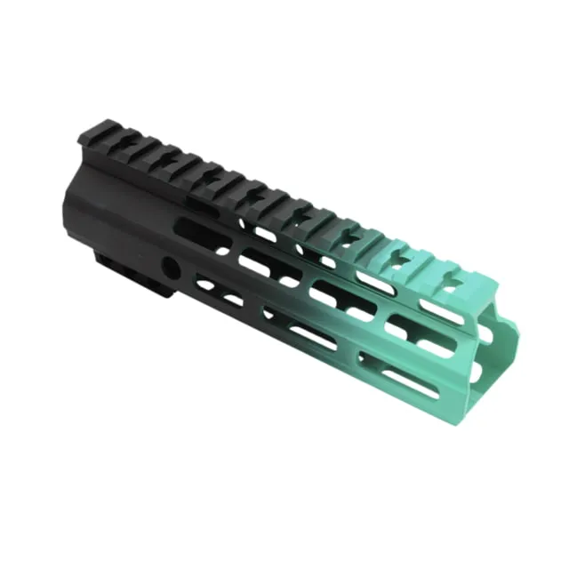 Tiger Rock AR-15 Angle Cut Clamp On M-LOK 7in Handguard Black Base Cerakote Gradient Robins Egg Medium