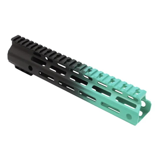 Tiger Rock AR-15 Angle Cut Clamp On M-LOK 10in Handguard Black Base Cerakote Gradient Robins Egg Medium