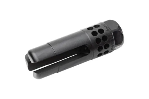 SureFire WARCOMPSPORT7625824 Warcomp Sport Flash Hider 30 Cal (7.62mm NATO) 5/8"-24 tpi, Open Tine 3-Prong, Ported Black Stainless Steel