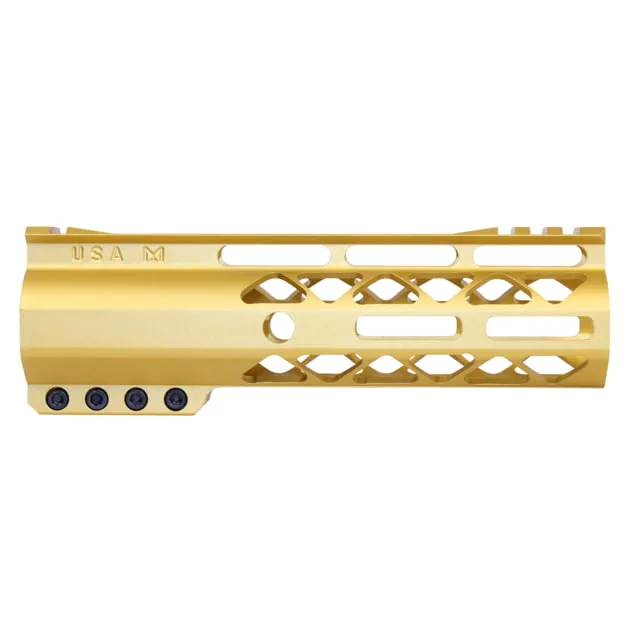 Guntec USA AIR-LOK Series AR-15 M-LOK Compression Free Floating Handguard w/ Monolithic Top Rail Gen 2 7in Anodized Gold