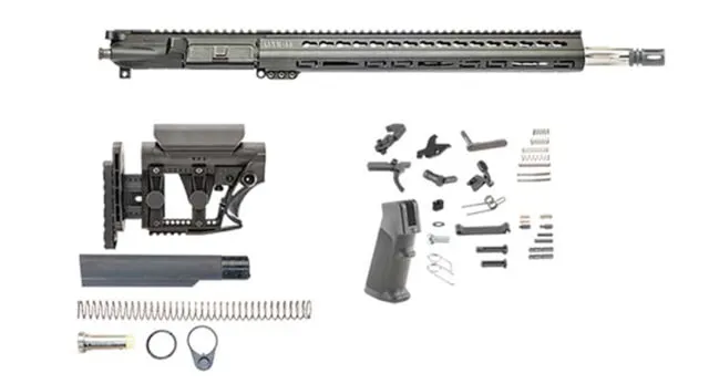 Luth-AR Bull Rifle Kit Minus Lower Receiver w/ Collapsible Stock .223 27in 18in Bull Rifle 1x9 1/2x28 Picatinny KeyMod A2 Flash Hider Anodized