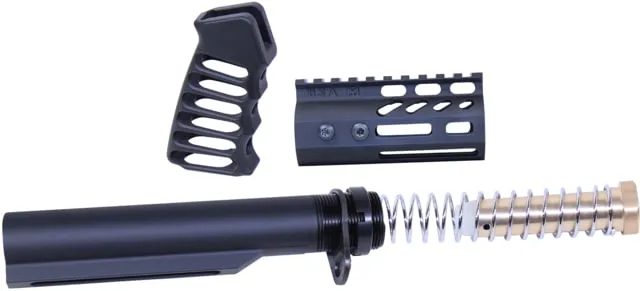 Guntec USA AR-15 4in Pistol Brace Build Kit With Milspec Buffer Tube Anodized Black