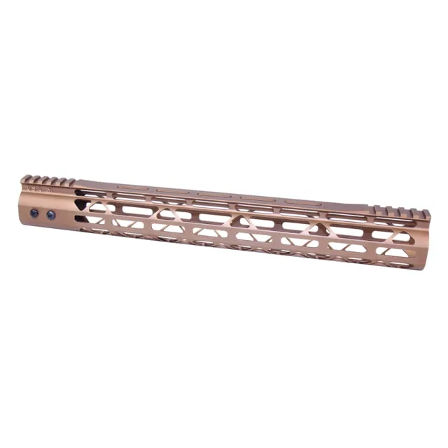Guntec USA MOD LITE Skeletonized Series M-LOK Free Floating Handguard w/ Monolithic Top Rail 15in Anodized Bronze