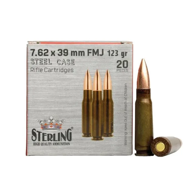 Sterling 7.62x39mm 123 gr FMJ Rifle Ammo, 20rds