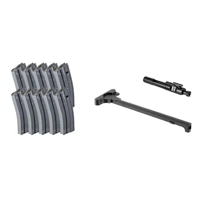 M16 5.56 Bolt Carrier Group Nitride MP - M16 BCG 5.56 & AR-15 Charging Handle & (10) AR-15 30rd Mag