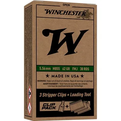 USA Pack M855 5.56x45mm NATO 62gr FMJ 30/Box With 3 Stripper Clips