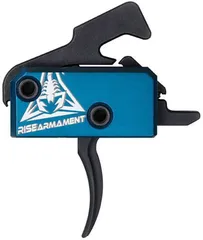 OpticsPlanet Exclusive RISE Armament RA-240 Enhanced Rifle Trigger Curved 3.5lb Pull Blue/Black