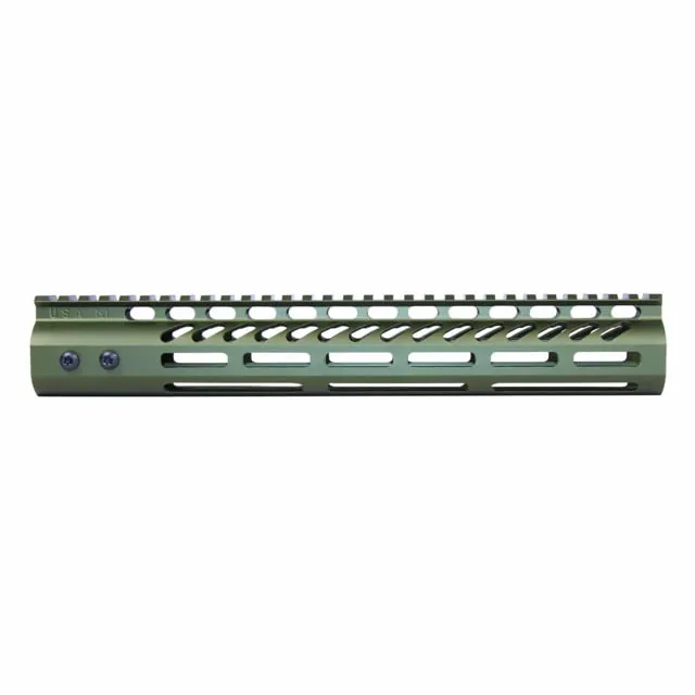 Guntec USA Ultra Lightweight Thin M-LOK System Free Floating Handguard w/Monolithic Top Rail 12in Green