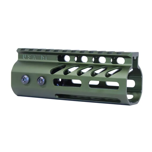Guntec USA 5" Ultra Lightweight Thin M-LOK Free Floating Handguard w/ Monolithic Top Rail Anodized Green