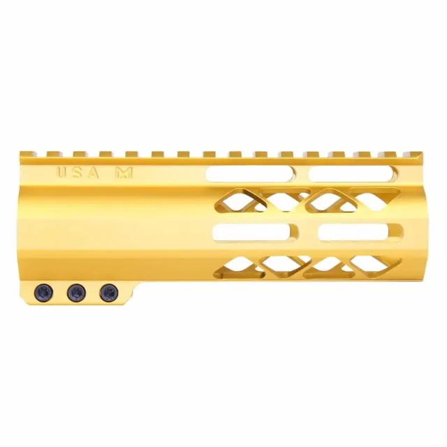 Guntec USA AirLok Series M-LOK Compression Free Floating Handguard w/Monolithic Top Rail 6in Gold
