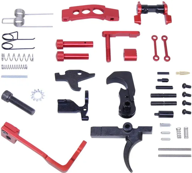 Guntec USA AR-15 Enhanced Lower Parts Kit w/ Upgrades Anodized Red