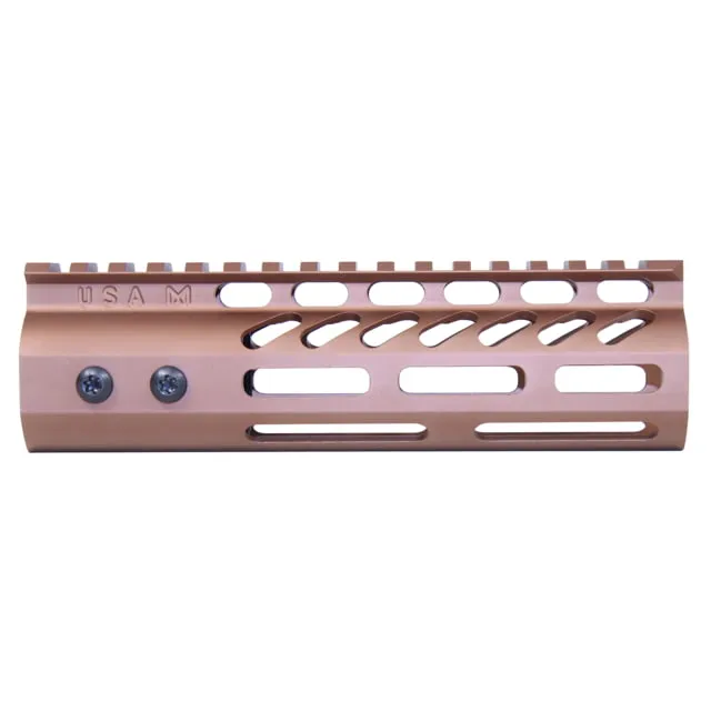 Guntec USA 6.75" ULtra Lightweight Thin M-LOK Free Floating Handguard w/ Monolithic Top Rail Anodized Bronze