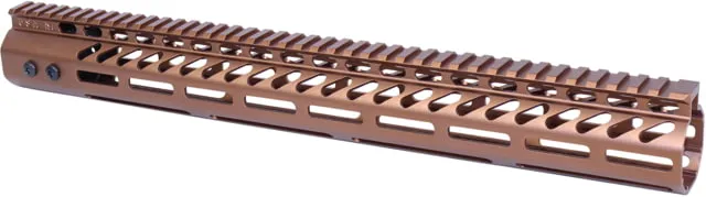 Guntec USA Ultra Lightweight Thin M-LOK Free Floating Handguard w/ Monolithic Top Rail .308 Caliber 16.5in Anodized Bronze