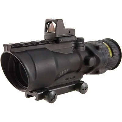 Ta648 ACOG 6x48mm Dual Illum Chevron 308 Reticle With Rm02 RMR - 6x48mm Amber Chevron 308 Reticle Black W/Ta75 Mount & Rm02