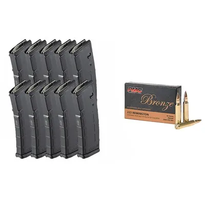 Case Bronze 223 Rem 55gr FMJ-BT 1000rd With PMAG 30rd 10 Pack