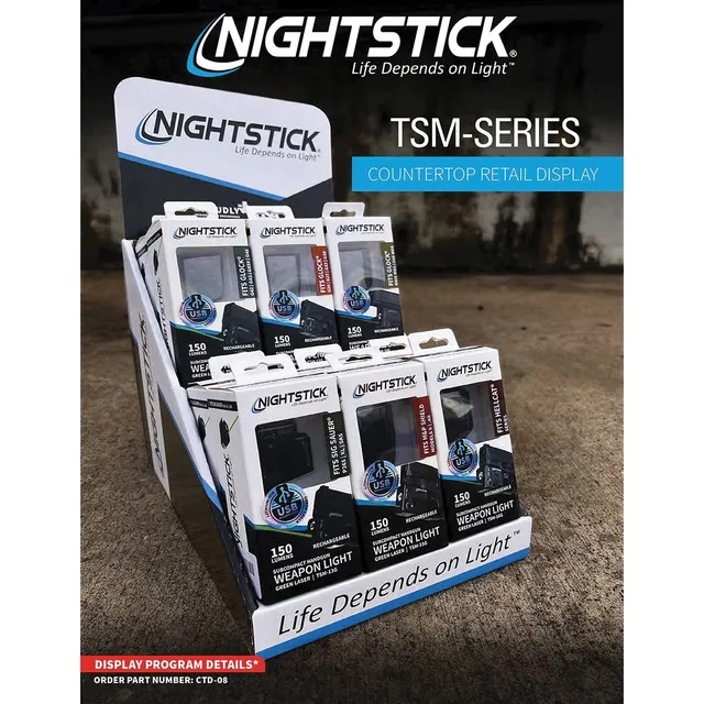 Nightstick Weapon Light Display with Green Laser