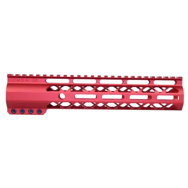 Guntec USA AirLok Series M-LOK Compression Free Floating Handguard w/Monolithic Top Rail 10in Red