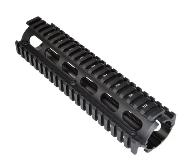 Sniper AR .308 2 Piece Drop-In Quad Rail Handguard 8.75in Triangle End Cap DPMS Low Profile Pattern Mid-Length Black