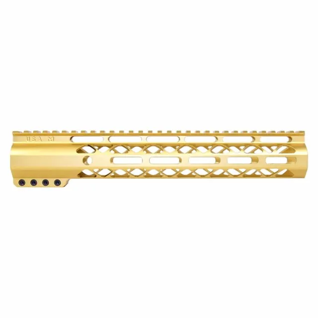 Guntec USA AirLok Series M-LOK Compression Free Floating Handguard w/Monolithic Top Rail 12in Gold