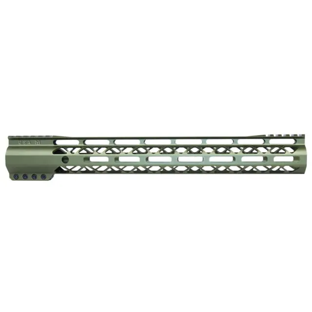Guntec USA AIR-LOK Series M-LOK Compression Gen 2 Free Floating Handguard w/Monolithic Top Rail 15in Green