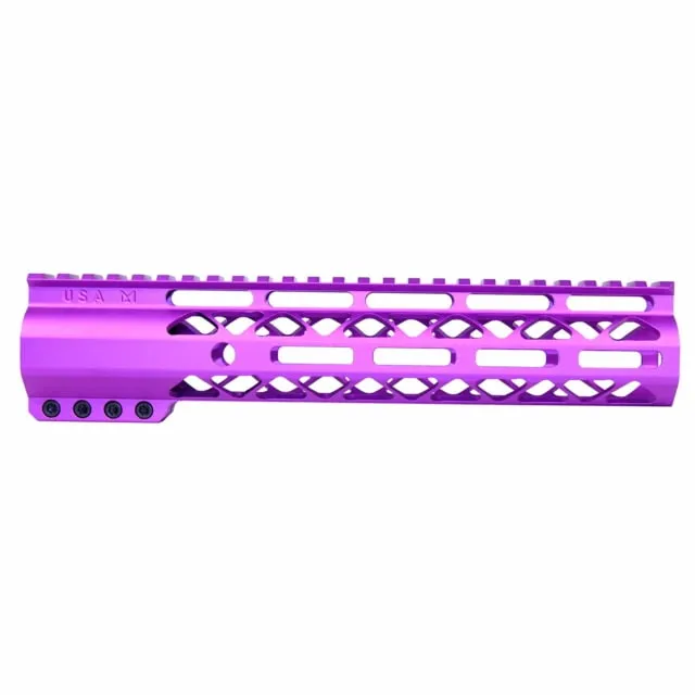 Guntec USA AirLok Series M-LOK Compression Free Floating Handguard w/Monolithic Top Rail 10in Purple