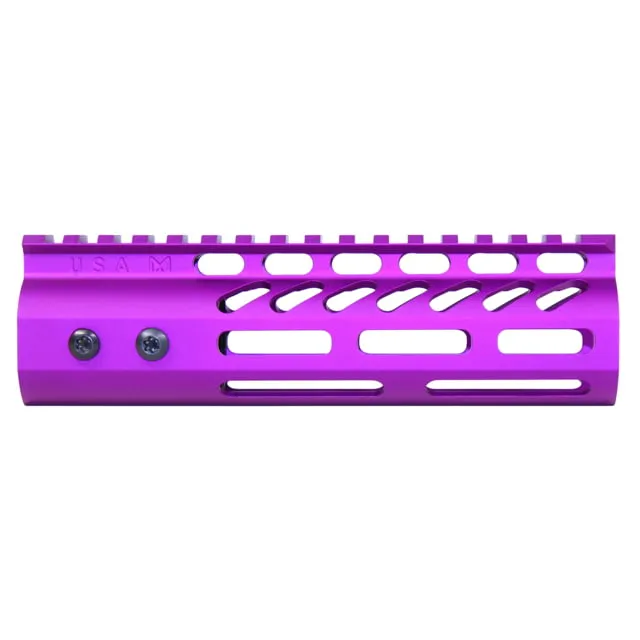 Guntec USA 6.75" ULtra Lightweight Thin M-LOK Free Floating Handguard w/ Monolithic Top Rail Anodized Purple