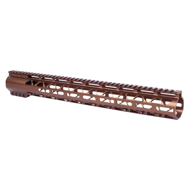 Guntec USA 16.5in AIR-LOK Series M-LOK Compression Free Floating Handguard With Monolithic Top Rail .308 Cal Anodized Bronze
