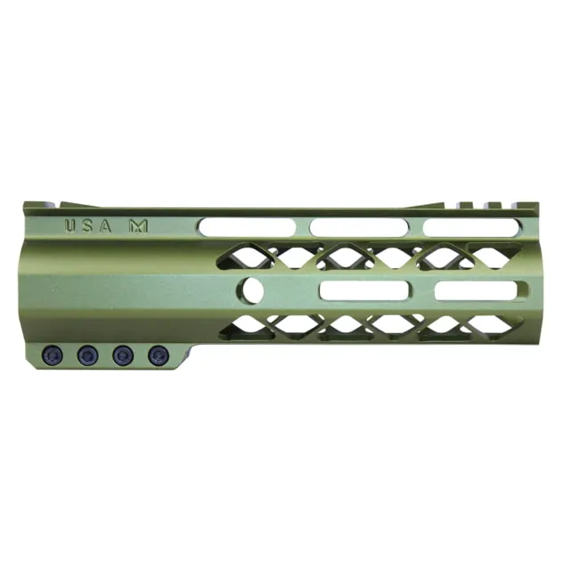 Guntec USA AIR-LOK Series AR-15 M-LOK Compression Free Floating Handguard w/ Monolithic Top Rail Gen 2 7in Anodized Green