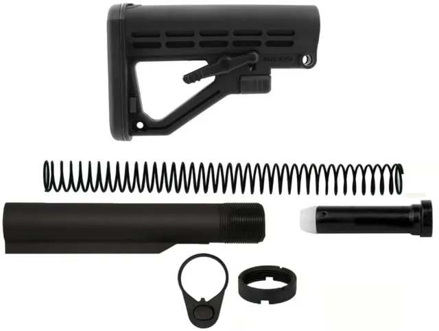 TacFire AR-15 Mil-Spec Buffer Tube Kit w/6 Position Stock w/ Buttpad Black Small