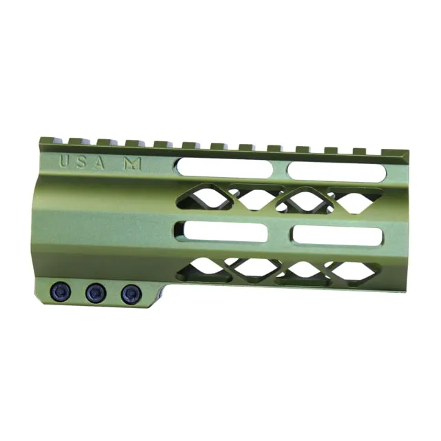 Guntec USA 5" AIR-LOK Series M-LOK Compression Free Floating Handguard w/ Monolithic Top Rail Anodized Green
