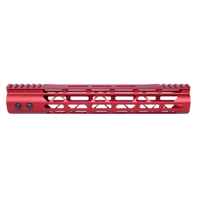 Guntec USA Mod Lite Skeletonized Series M-LOK Free Floating Handguard w/Monolithic Top Rail 12in Red