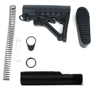 Tacfire AR15 Mil-Spec Buffer Tube Kit w/6 Position Stock & Buttpad Black