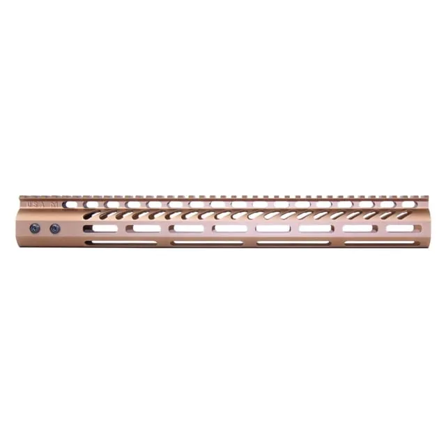 Guntec USA Ultra Lightweight Thin M-LOK System Free Floating Handguard w/Monolithic Top Rail 15in Bronze
