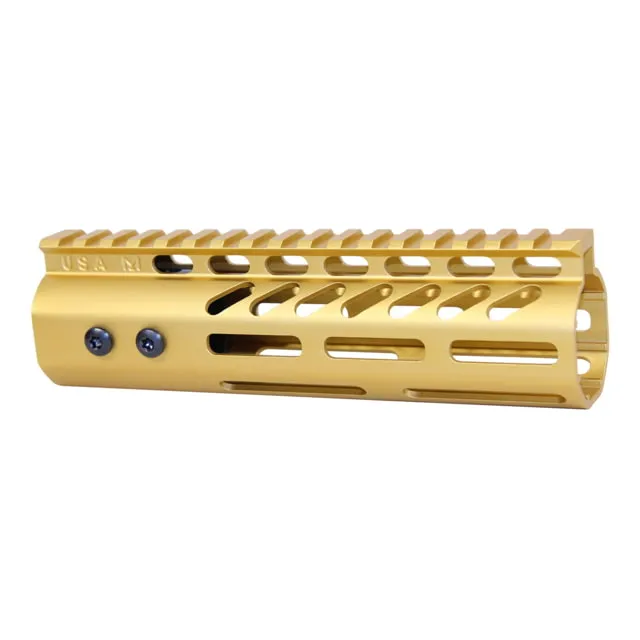 Guntec USA .308 Caliber Ultra Lightweight Thin M-LOK System Free Floating Handguard w/Monolithic Top Rail 7in Anodized Gold